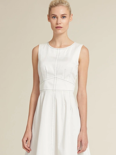Shop Donna Karan Contrast Stitch Fit-and-flare Dress In Cloud