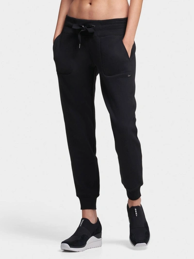 Shop Donna Karan Jogger With Ribbed Cuff In Black