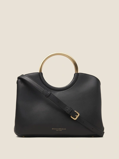 Shop Donna Karan Sia Leather Large Satchel In Black