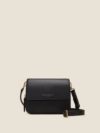 Shop Donna Karan Rina Crosshatch Leather Crossbody In Black