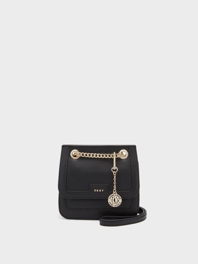 Shop Donna Karan Chelsea Pebbled Leather Mini Flap Crossbody In Black