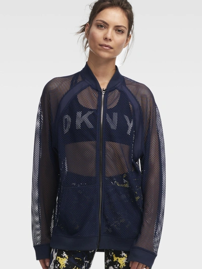 Shop Donna Karan Mesh Jacket In Peacoat