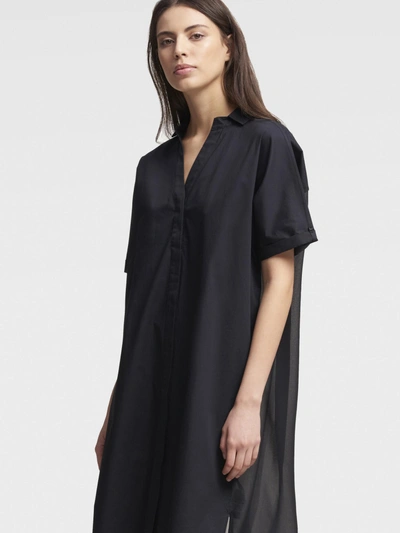 Shop Donna Karan Poplin Shirtdress In Black