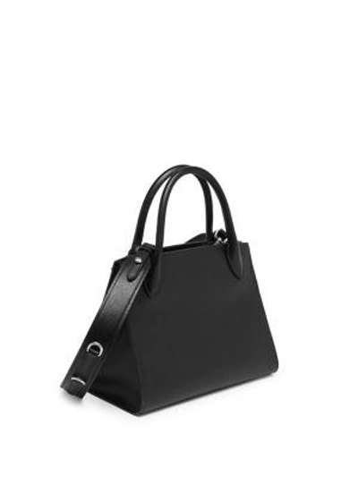 Shop Prada Small Monochrome Leather Satchel In Black