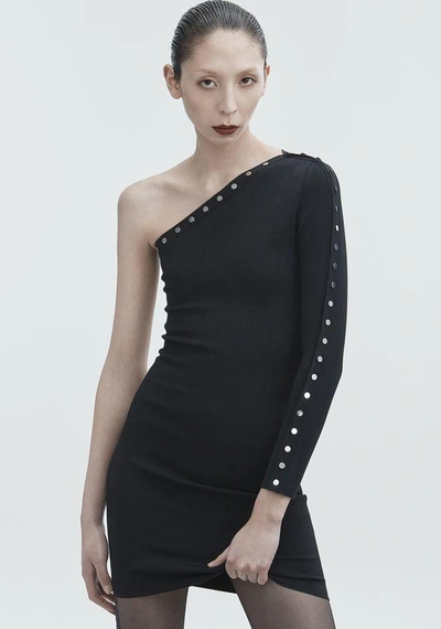 Shop Alexander Wang Asymmetrical Snap Dress In Black
