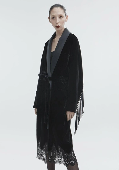 Shop Alexander Wang Oversized Velvet Robe In Black