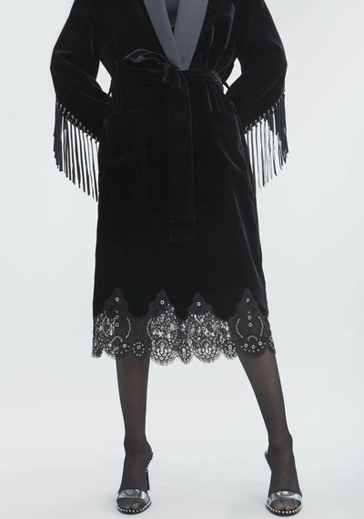 Shop Alexander Wang Oversized Velvet Robe In Black