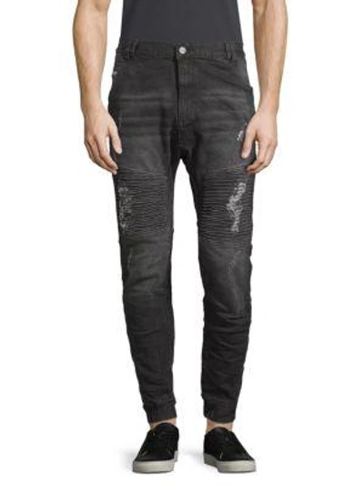 Shop Nxp Destroyer Moto Distressed Jeans In Wolf Grey
