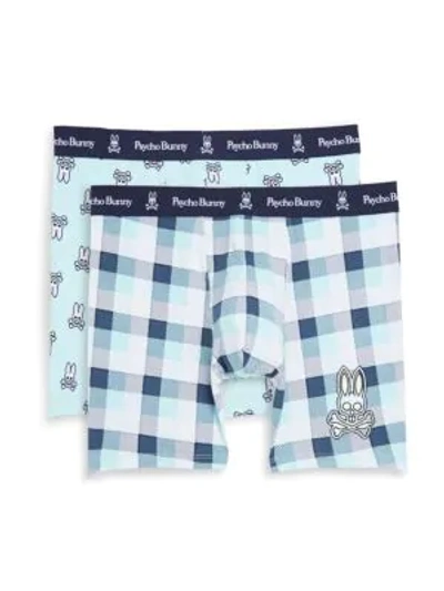 Shop Psycho Bunny 2-pack Stretch Cotton Boxer Briefs In Blue White