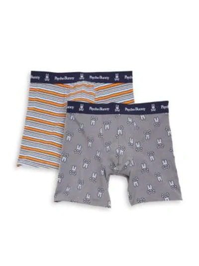Shop Psycho Bunny 2-pack Stretch Cotton Boxer Briefs In Grey Orange