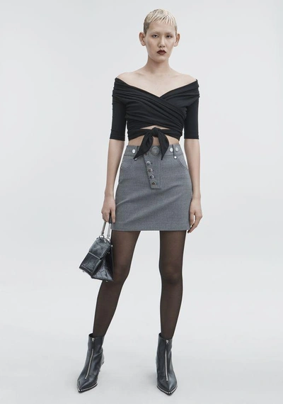 Shop Alexander Wang Houndstooth Mini Skirt In Black