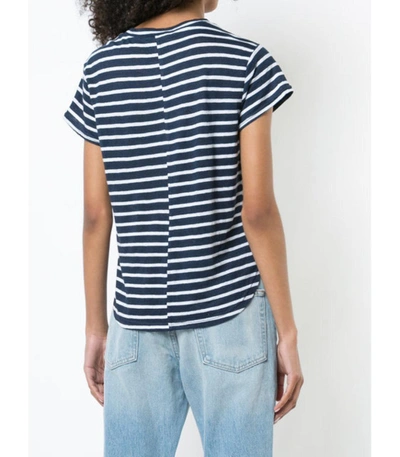 Shop Frame Navy/white Striped T-shirt In Navy White