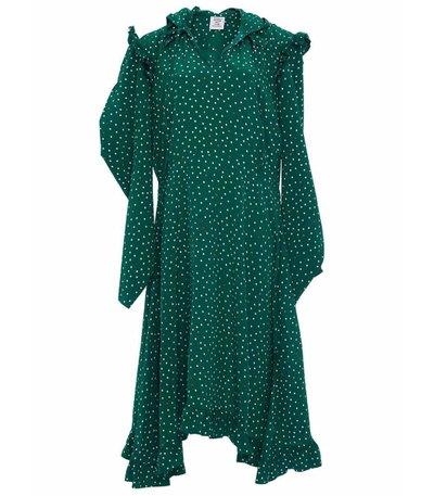Shop Vetements Green Hooded Emoji Print Dress