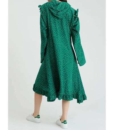 Shop Vetements Green Hooded Emoji Print Dress