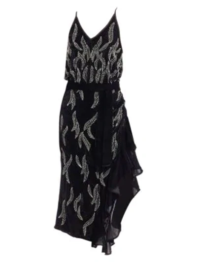 Shop Dodo Bar Or Agenes Embellished Chiffon Midi Dress In Black Velvet