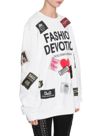 Shop Dolce & Gabbana Logo Patch Sweatshirt In White