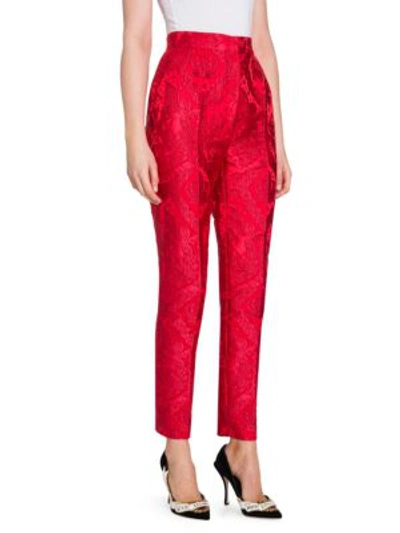 Shop Dolce & Gabbana Crown Jacquard Slim Pants In Red