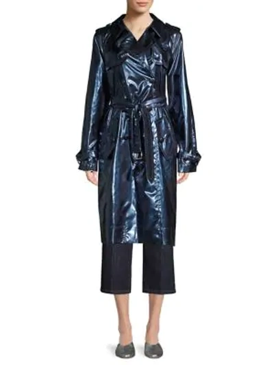 Shop Marc Jacobs Metallic Trench Coat In Blue