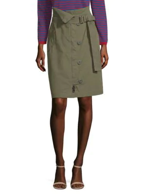 Weekend Max Mara Virtus Zip Front Military Pencil Skirt In Khaki | ModeSens