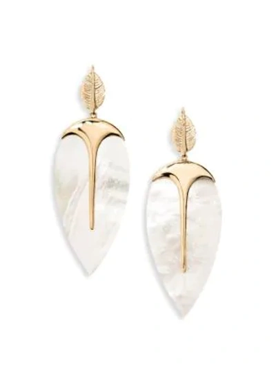 Shop Aurelie Bidermann Talitha Mother-of-pearl Drop Earrings In Gold Mother Of Pearl