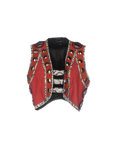 Shop Roberto Cavalli Double Breasted Pea Coat In Red