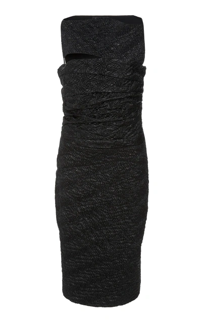 Shop Narciso Rodriguez Silk Cloque Dress In Black