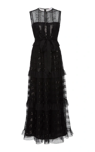 Shop Red Valentino Tulle Microsequins Dress In Black