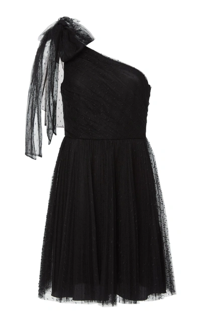 Shop Red Valentino Soft Point D'esprit Dress In Black