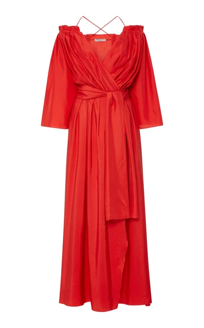 Shop Three Graces London Tessa Draped Maxi Dress In Red