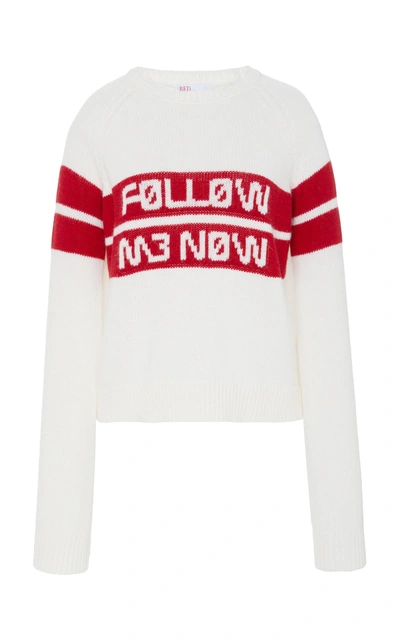 Shop Red Valentino Encrypted Space Notes Pullover In White