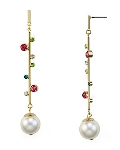 Shop Rj Graziano Linear Simulated-pearl Drop Earrings In Multi/gold