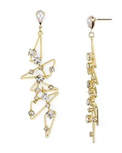 Shop Rj Graziano Studded Geometric Drop Earrings In Gold