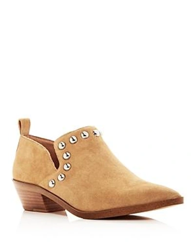 Shop Rebecca Minkoff Women's Katen Studded Suede Low Heel Booties In Beige