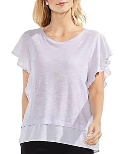 Shop Vince Camuto Mixed Media Flutter Sleeve Top In Wallflower