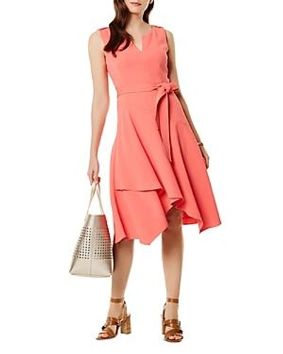 Shop Karen Millen Crossover-hem Midi Dress In Coral