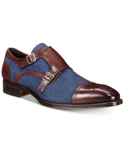 Shop Mezlan Men's Cupido Double-monk Strap Loafers Men's Shoes In Brown/ Blue