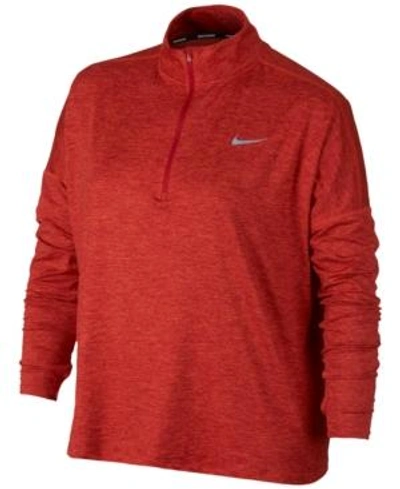 Shop Nike Plus Size Dry Element Half-zip Top In Gym Red Heather