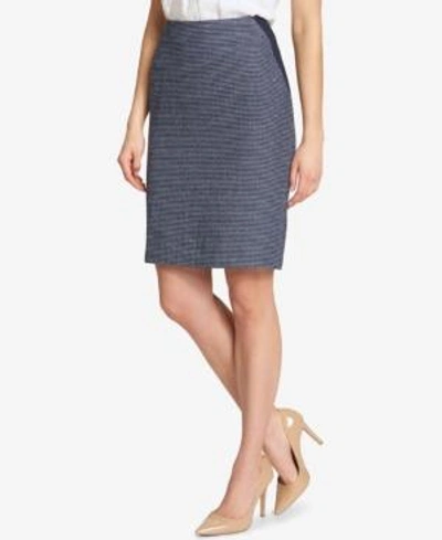 Shop Tommy Hilfiger Colorblocked Tweed Pencil Skirt In Midnight/ivory