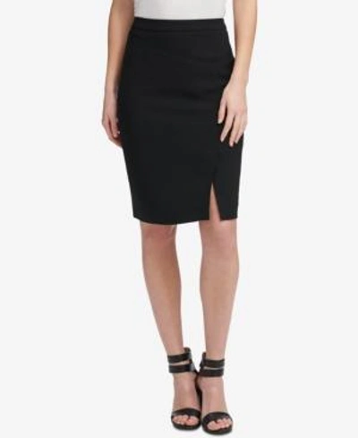 Shop Dkny Side-slit Pencil Skirt, Created For Macy's In Black