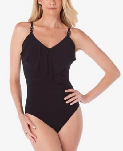 Shop Magicsuit Isabel Slimming Ruffled Underwire One-piece Swimsuit Women's Swimsuit In Black