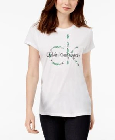 Shop Calvin Klein Jeans Est.1978 Fashion Print Logo Graphic T-shirt In Standard White