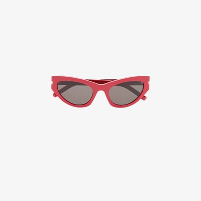 Shop Saint Laurent Eyewear Red 215 Grace Sunglasses