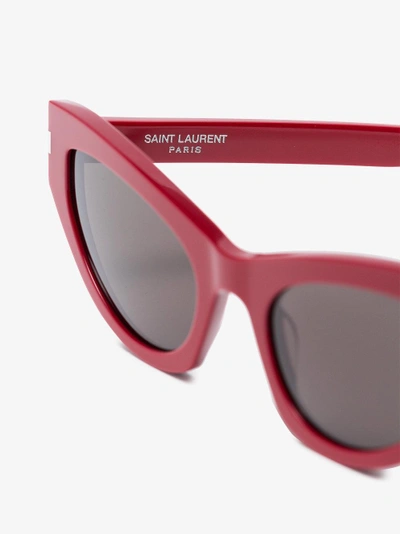 Shop Saint Laurent Eyewear Red 215 Grace Sunglasses
