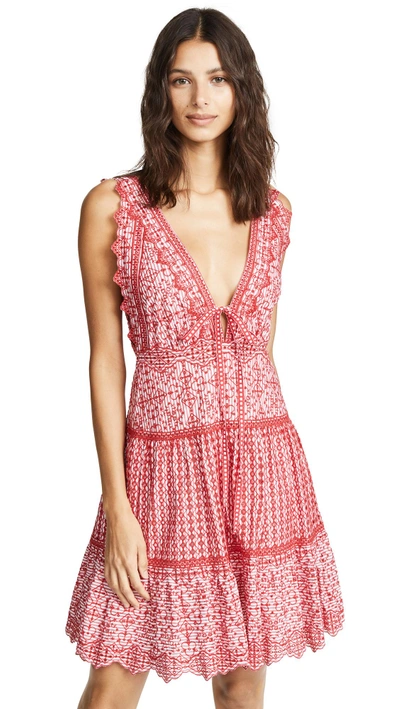 Shop Jonathan Simkhai Embroidered Dress In Red/white