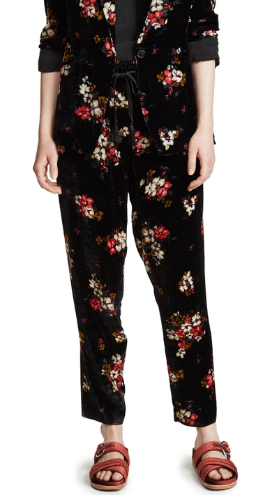 Shop Giada Forte Scented Garden Velvet Pants In Nero