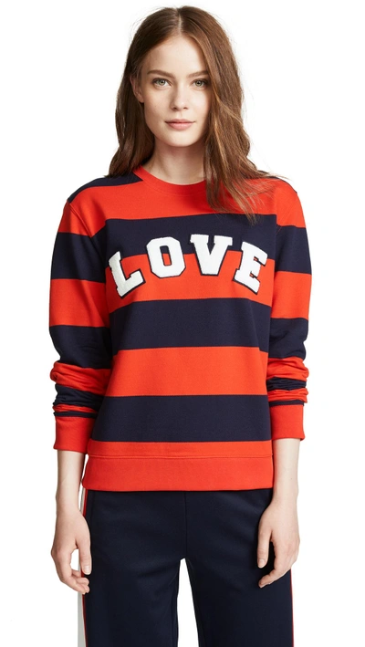 Shop Tory Sport Terry Pullover In Red Broad Stripe