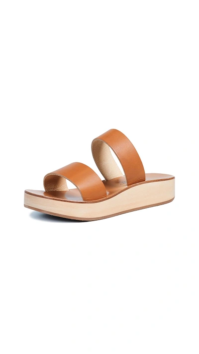 Shop Kjacques Sibel Platform Slides In Pul Naturel