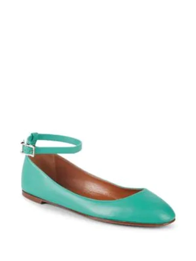 Shop Valentino Classic Leather Ballet Flats In Seafoam
