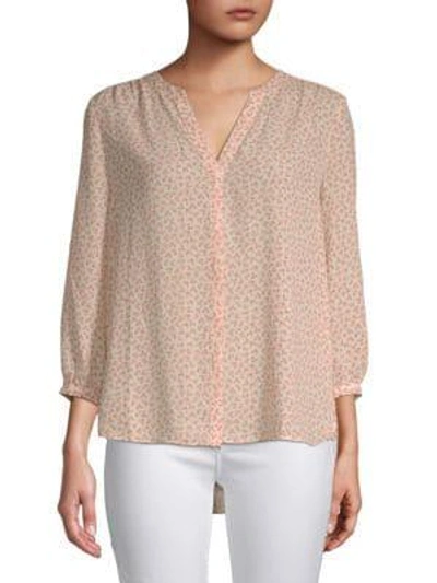 Shop Nydj V-neck Pleated Blouse In Coral