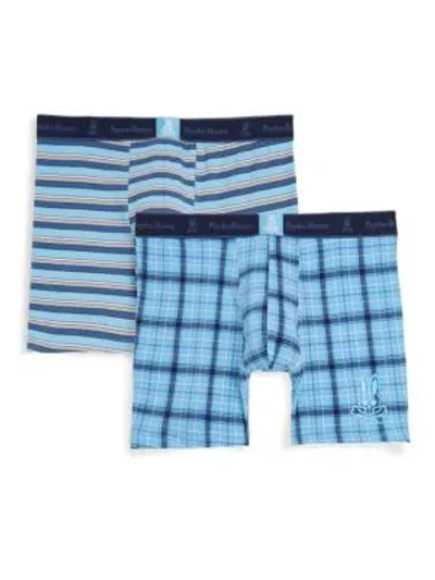 Shop Psycho Bunny 2-pack Stretch Cotton Boxer Briefs In Navy Light Blue